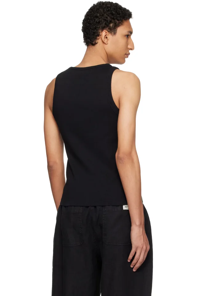 Merz b. Schwanen Black Iconic Ribbed Cotton Tank Top, photo 3 of 4 from SSENSE