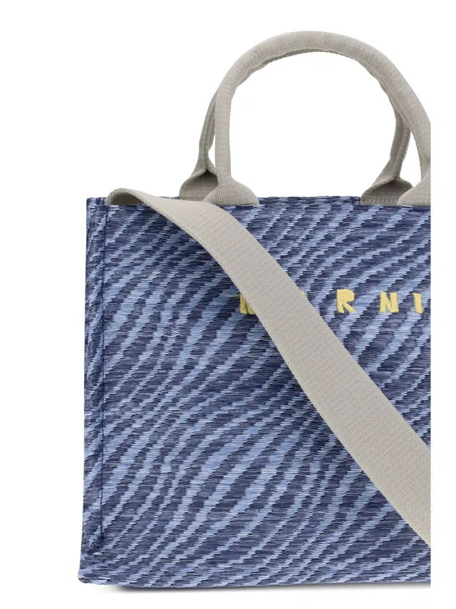 Marni Zebra-Pattern Jacquard Fabric Tote Bag — Blue in Blue from HEWI
