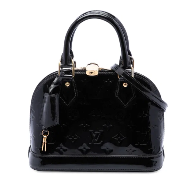 Black Louis Vuitton Monogram Vernis Alma BB Satchel in Black Leather from Designer Revival