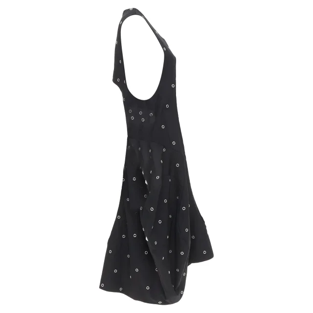 Comme des Garcons black wool silver grommet cut out pannier dress in black, photo 4 of 6 from ShopSimon