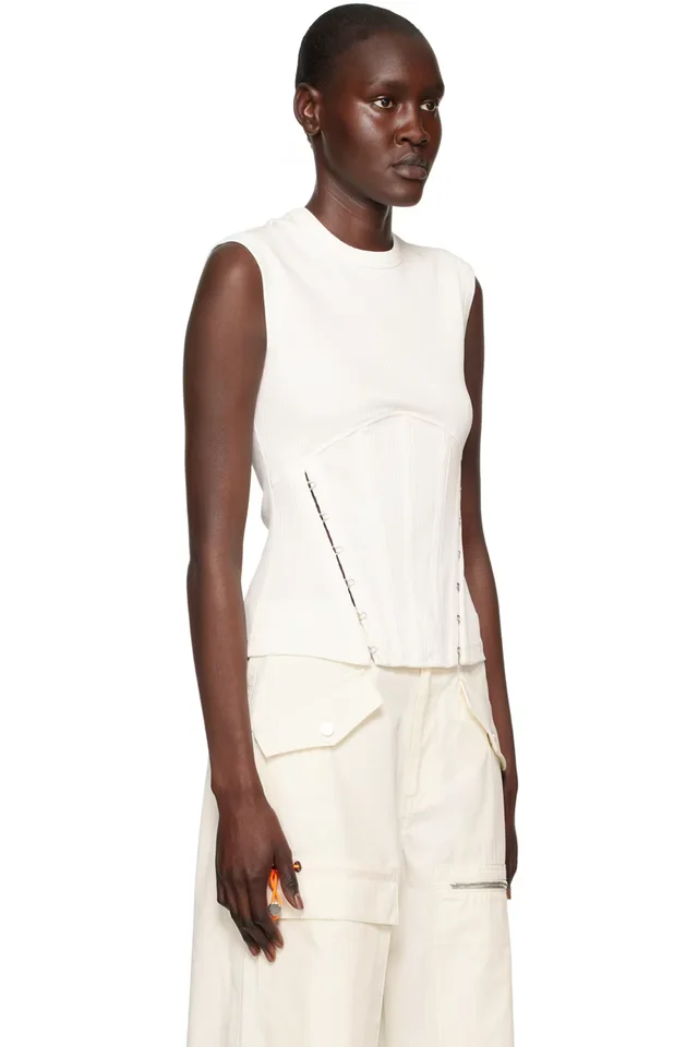 Dion Lee White Split Hem Corset Tank Top, photo 2 of 4 from SSENSE