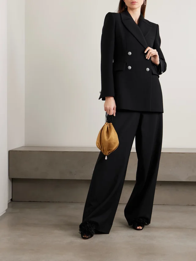 ALESSANDRA RICH Double-breasted wool blazer in Black, photo 2 of 2 from NET-A-PORTER (Canada)