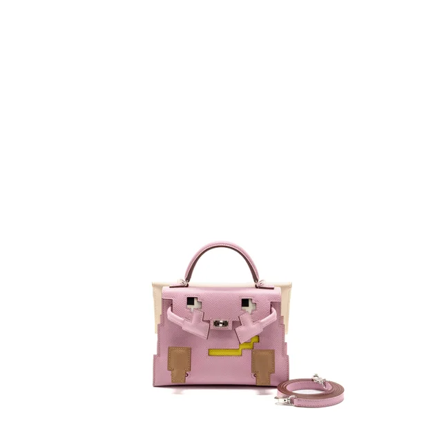 Hermès KELLYDOLE / KELLY DOLE PICTO Epsom Mauve Sylvestre/Chai/Lime/Nata SHW Stamp U in Epsom leather from EMIER