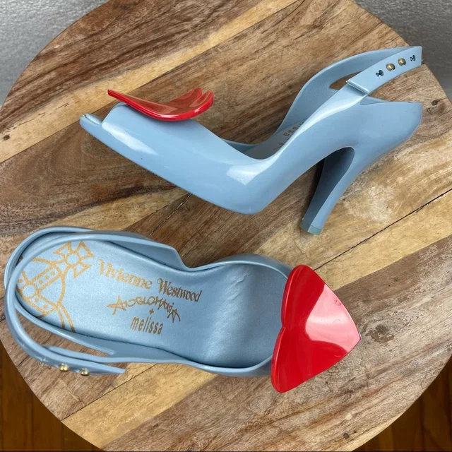 Melissa L Vivienne Westwood Anglomania Novelty Jelly Heart Peep Toe Pinup Heels in blue|red from Poshmark