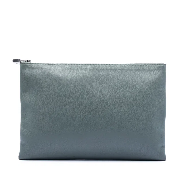 Gray Hermès Evercolor Atout Pouch 26 Clutch Bag in Grey Leather from Designer Revival, photo 1 of 1
