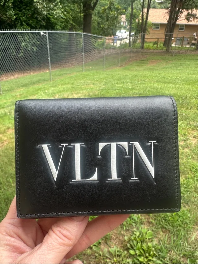 Valentino Garavani Vltn Compact Bifold Wallet Black Leather With Dust Bag in black|white Leather from Poshmark