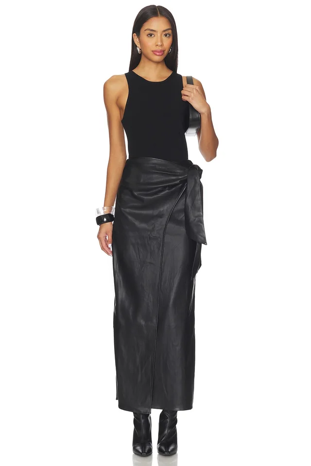 ALL THE WAYS Kassidy Faux Leather Skirt in Black, photo 5 of 6 from REVOLVE (Canada)