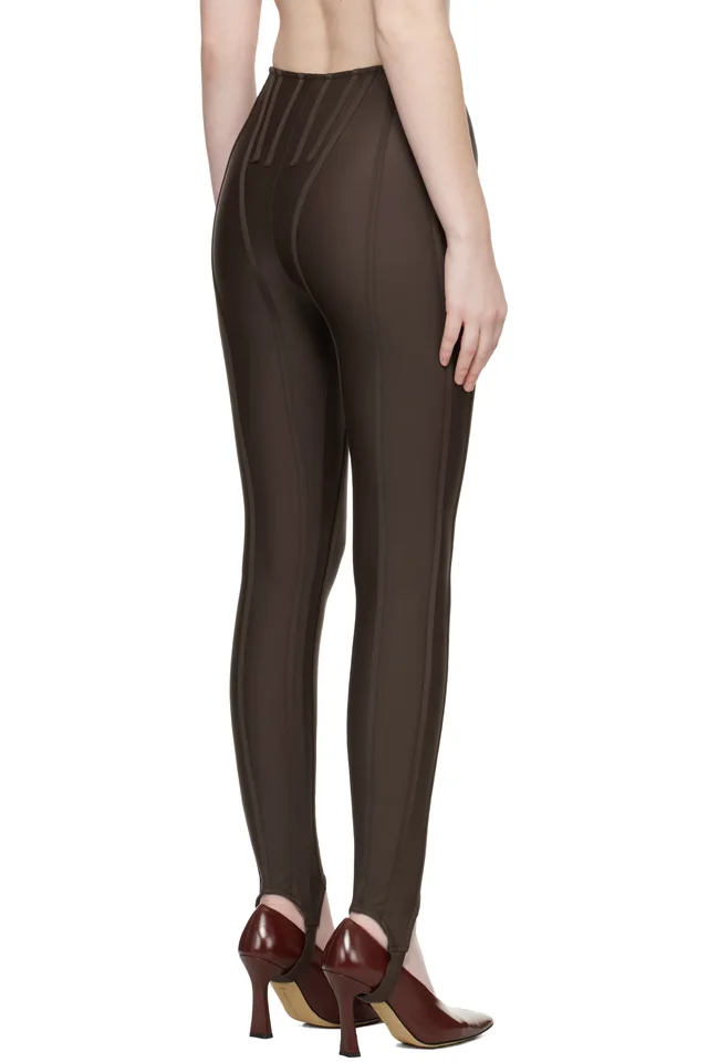 Mugler SSENSE Exclusive Brown Corseted Leggings, photo 3 of 4 from SSENSE