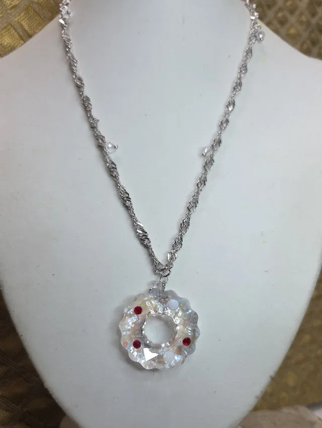 Swarovski Christmas Cookie Ornament Pendant Necklace Crystal in red|white from Poshmark