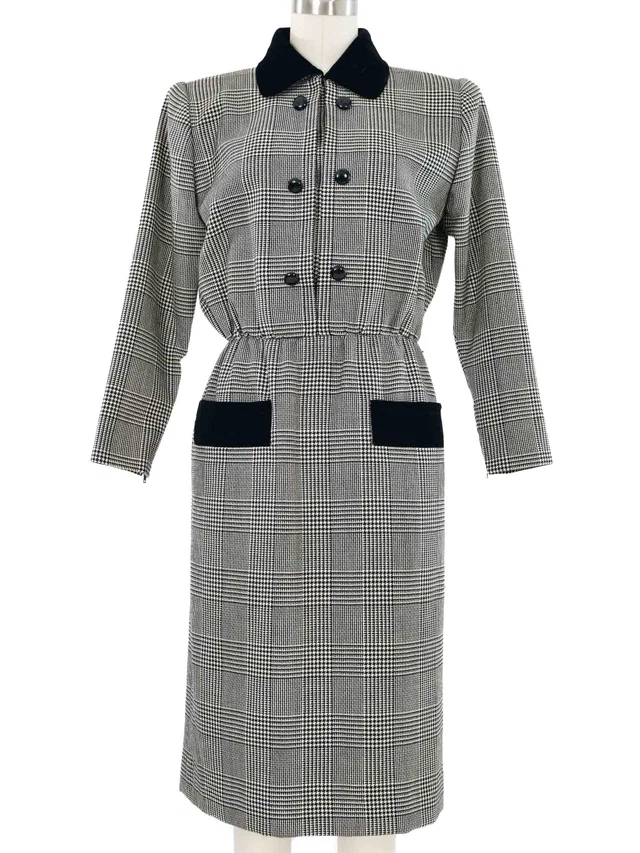 Givenchy Houndstooth Dress in Velvet from Arcade Vintage