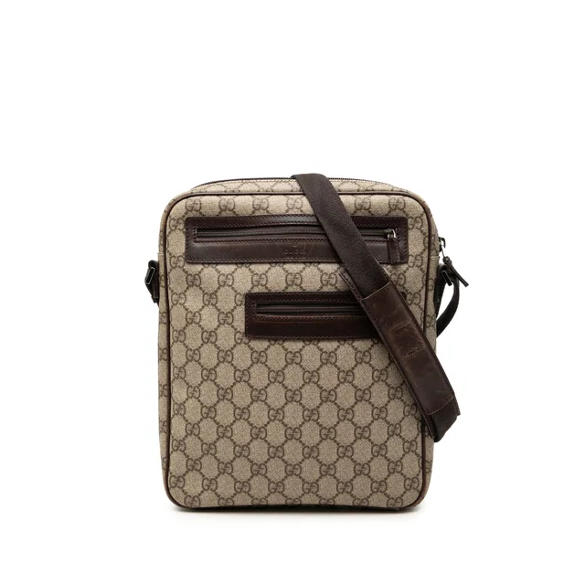 Beige Gucci GG Supreme Crossbody in Beige Coated canvas from Designer Revival