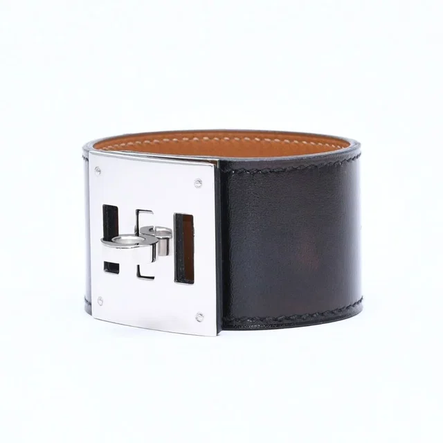 Hermès Kelly Dog Bracelet Black Silver in Black Leather from The Reluxe