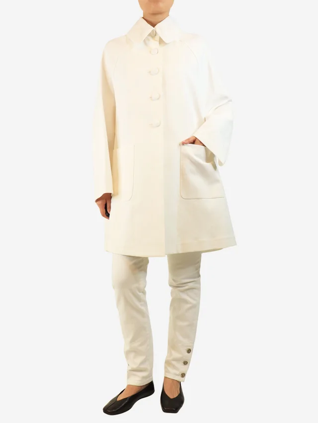 Alaïa White long coat - size UK 10 in White from Sign of the Times