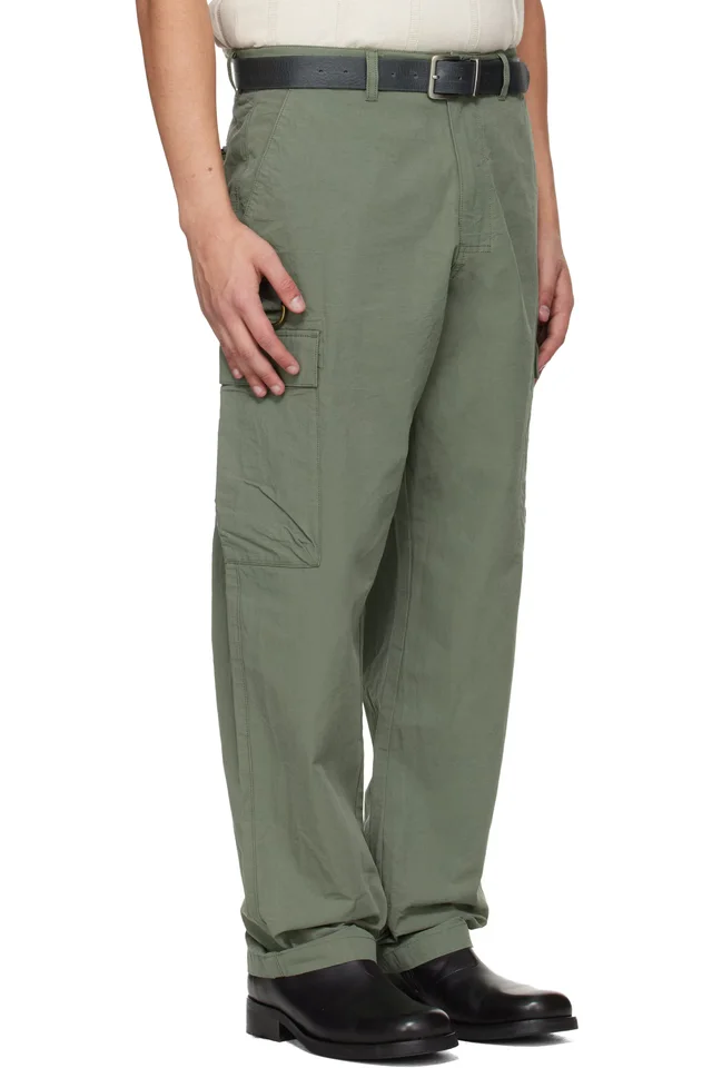 Barbour Khaki Spey Poplin Relaxed Cargo Pants, photo 2 of 5 from SSENSE