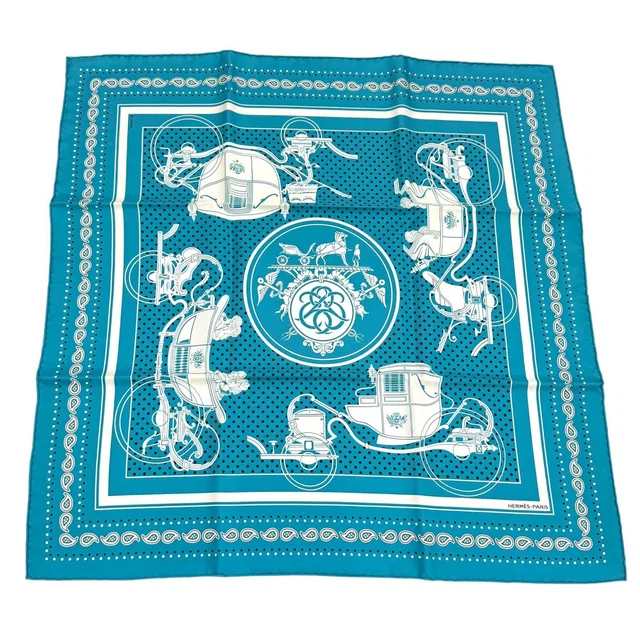 Hermès Carre 55 Ex Libris 100% Silk Scarf Turquoise in Blue Silk from The Reluxe