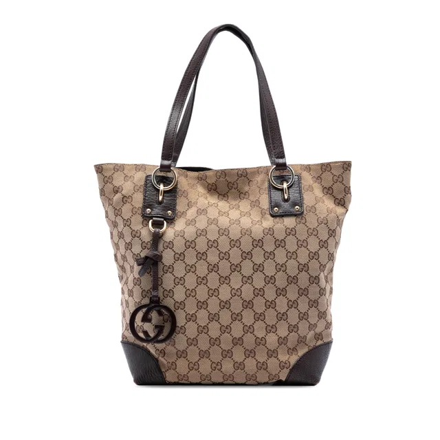 Beige Gucci GG Canvas GG Charm Tote in Beige Canvas from Designer Revival