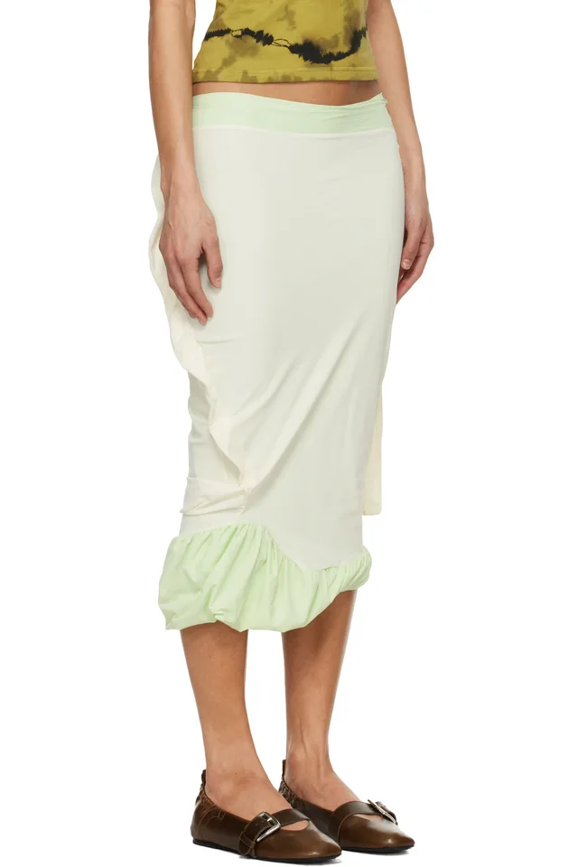 Ottolinger Green & Off-White Twisted Pencil Midi Skirt, photo 2 of 4 from SSENSE