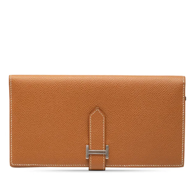 Brown Hermès Epsom Bearn Wallet in Brown Epsom leather from Designer Revival