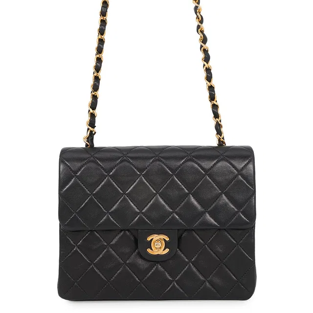 Chanel Mini Matelasse Single Flap Single Chain Shoulder Bag BlackA01163 Lambskin Size 20 in Lambskin from GALLERY RARE