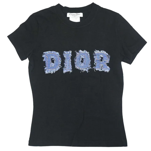 Dior 2003 T-shirt Top Denim Print Black #36 in Black Denim from AMORE Vintage Tokyo