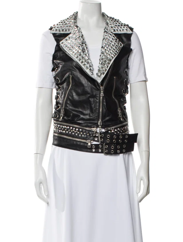 Balmain Vintage 2011 Vest in white|black Calfskin from The RealReal