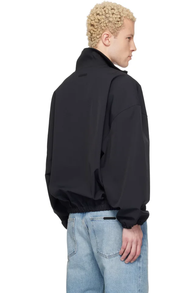 Fear of God ESSENTIALS Black Signature Full Zip Track Jacket, photo 3 of 4 from SSENSE