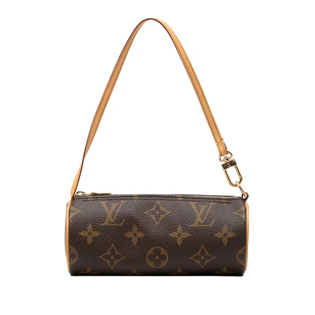 Brown Louis Vuitton Monogram Papillon Pochette Handbag in Brown Coated canvas from Designer Revival