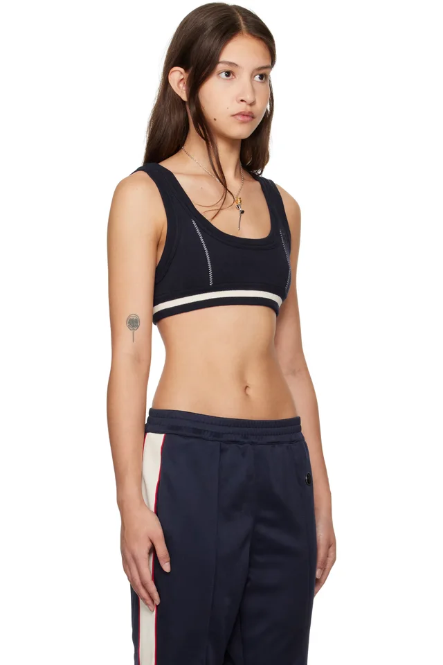 AMBUSH Navy Contrast Stitch Bra Top, photo 2 of 4 from SSENSE