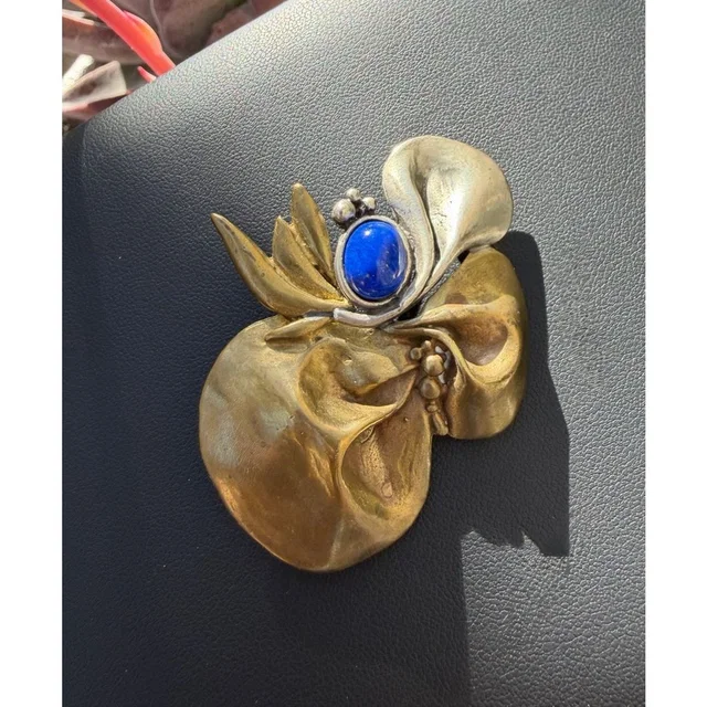 1940’s Georg Jensen Art Nouveau Two-Tone Sterling Silver And Lapis Lazuli Brooch in blue|gold from Poshmark