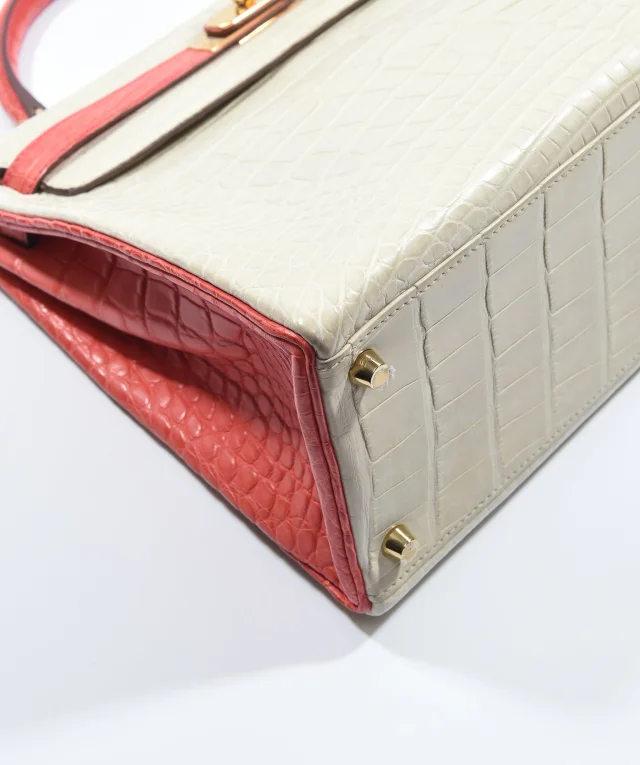 Hermès Kelly 32 HSS Beton / Geranium Matte alligator GHW #X (2016) in Crocodile from Luxury Promise, photo 9 of 20