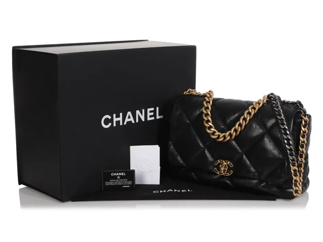 Chanel Maxi Black Quilted Goatskin 19 Flap in Black Goatskin from Ann's Fabulous Finds, photo 2 of 10