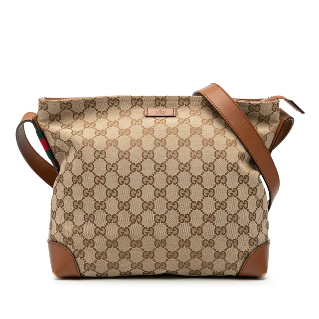 Brown Gucci GG Canvas Web Crossbody in Brown Canvas from Designer Revival