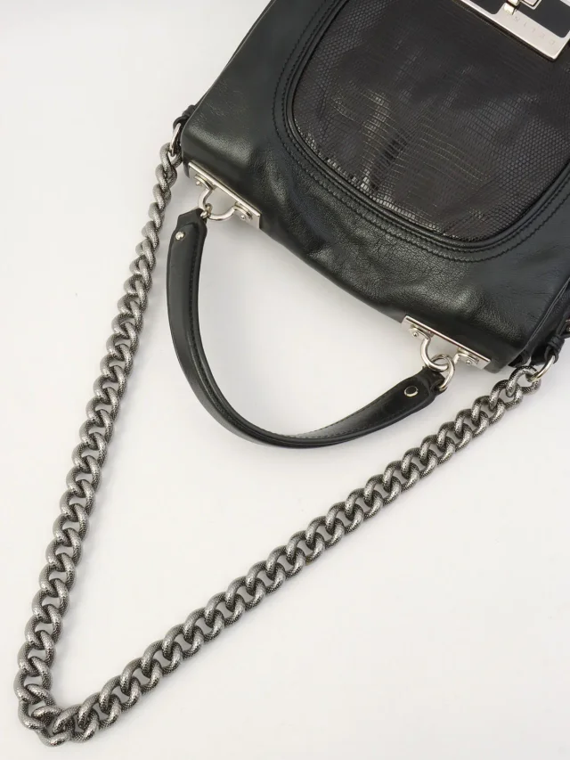 Celine Lizard emboss 2-way bag, black from VINTAGE QOO TOKYO, photo 12 of 14