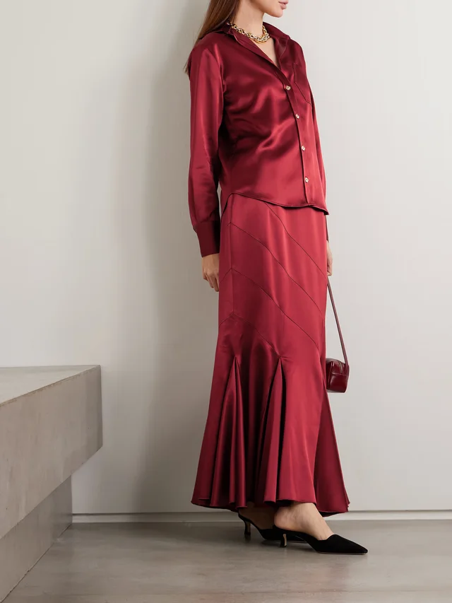 VIOLANTE NESSI Violi button-embellished satin shirt in Red, photo 2 of 2 from NET-A-PORTER (Canada)