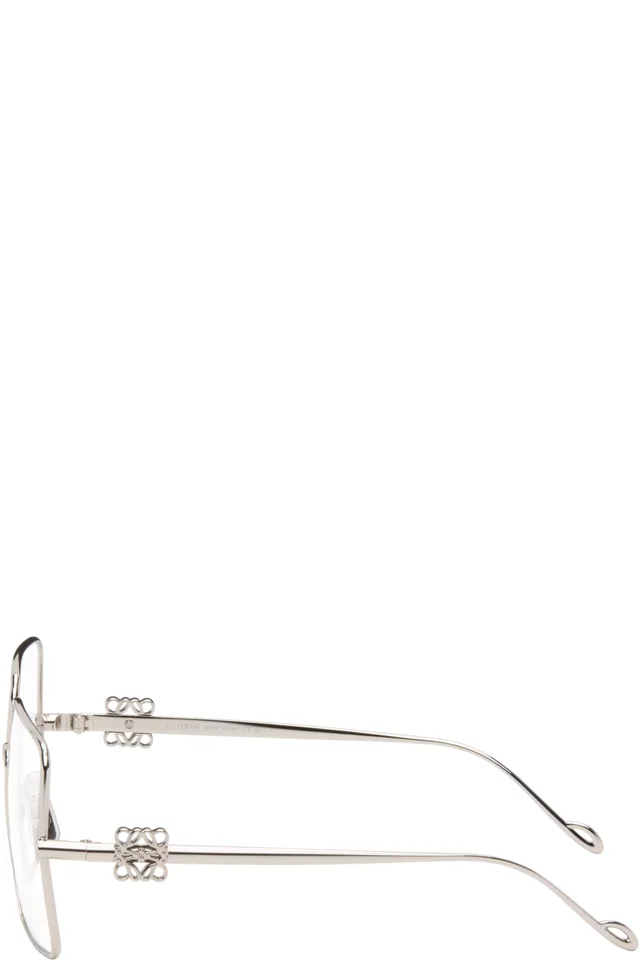 LOEWE Silver Oversize Square Retro Titanium Glasses, photo 3 of 4 from SSENSE