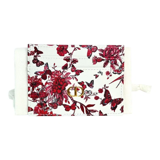 Dior White Flower Card Holder Wallet in White from Luxury Promise