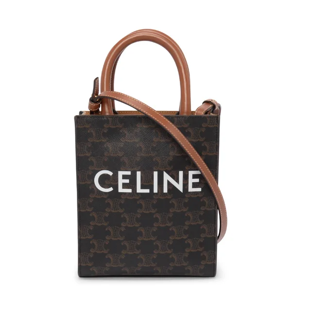 Celine Triomphe Canvas Mini Vertical Cabas Tote from Blue Spinach