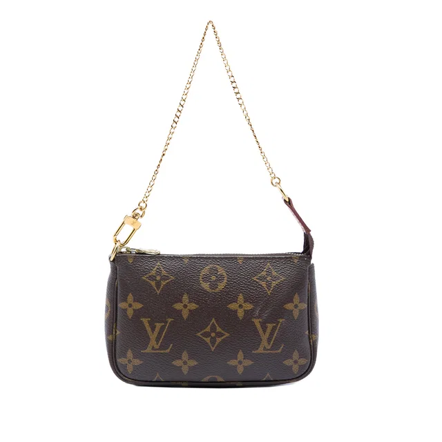 Brown Louis Vuitton Monogram Mini Pochette Accessoires Handbag in Brown Coated canvas from Designer Revival