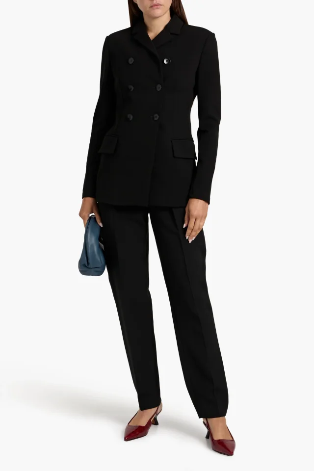 Tibi Wren Double-Breasted Crepe Blazer in Black, photo 2 of 4 from THE OUTNET