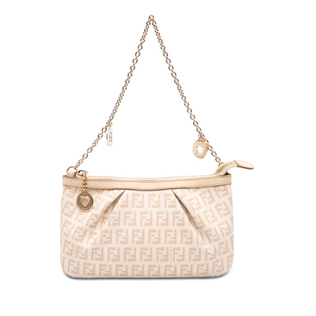 Brown Fendi Zucchino Spalmati Chain Pochette Shoulder Bag in Brown Coated canvas from Designer Revival, photo 1 of 1