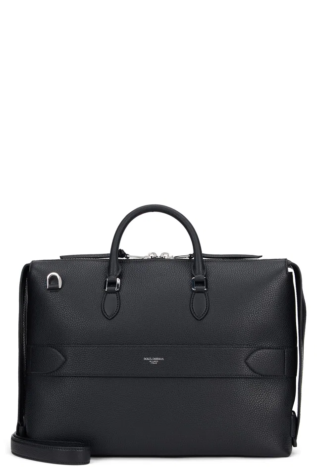 Dolce & Gabbana Pebbled Leather Top Handle Bag — Black Cow Hide in Black Leather from HEWI