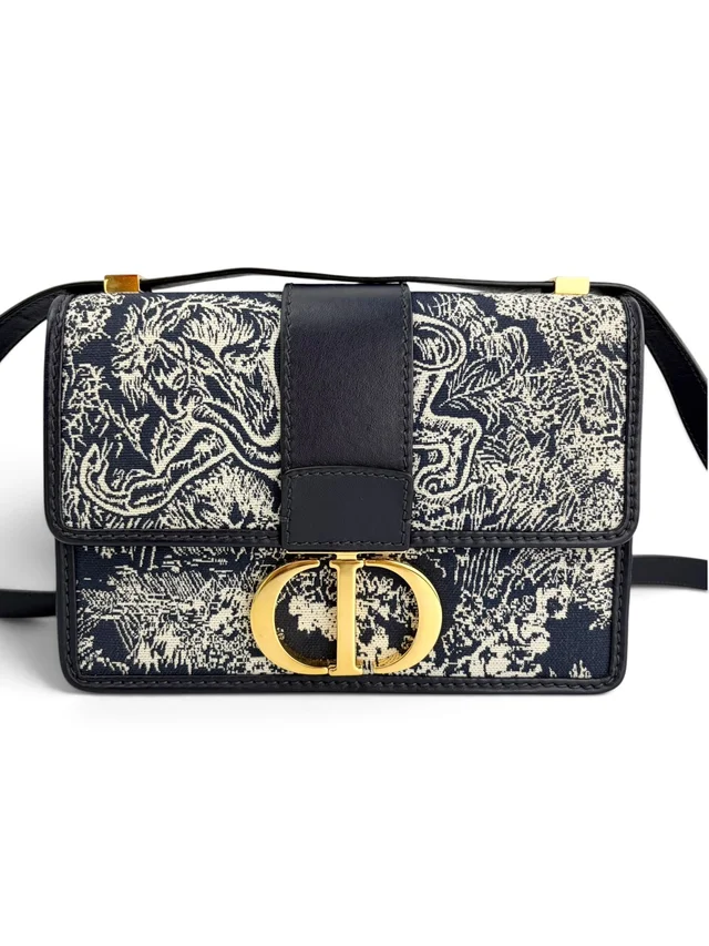 Dior Navy Canvas 30 Montaigne Flap Bag from Season 2 Consign