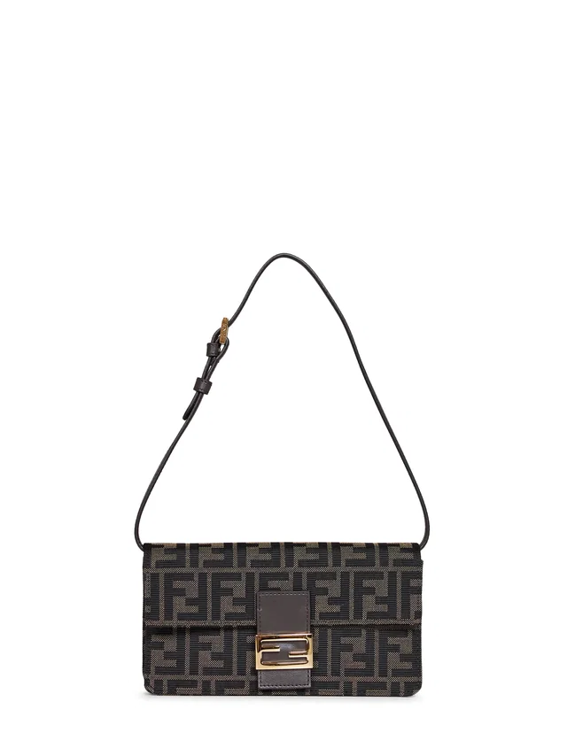 Fendi Baguette Wallet On Chain — Brown Polyester Bag in Brown Canvas from HEWI