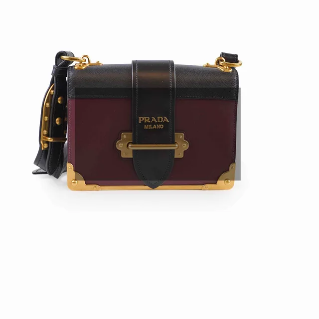 Prada Cahier Crossbody Burgundy/Black in Black Leather from The Purse Affair