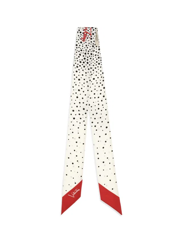 Valentino Garavani Silk Twill Little Stars Scarf — White Scarfs in White Silk from HEWI