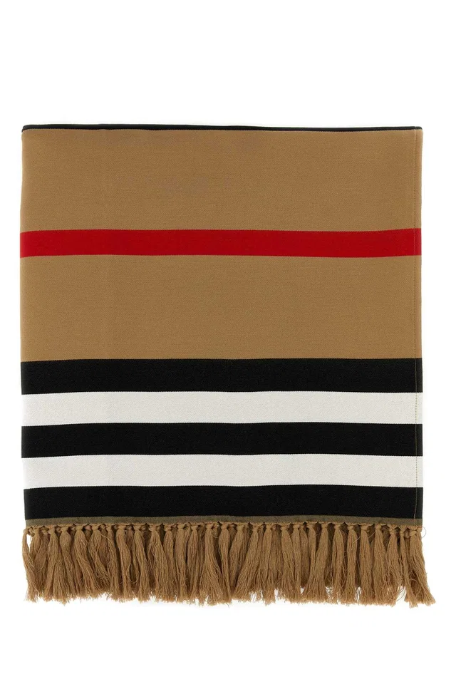 Burberry Striped Cotton Scarf — Beige Exterior: Organic Scarfs in Beige from HEWI