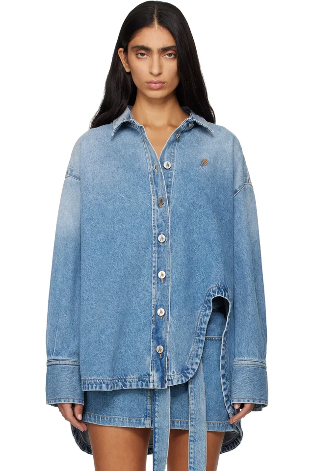The Attico Blue Diana Denim Shirt, photo 2 of 8 from SSENSE