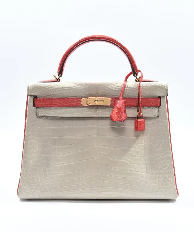 Hermès Kelly 32 HSS Beton / Geranium Matte alligator GHW #X (2016) in Crocodile from Luxury Promise, photo 2 of 20