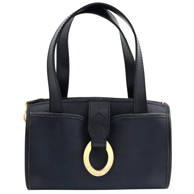 Dior Trotter Pattern Logo Plate Handbag Navy in Navy from VINTAGE QOO TOKYO