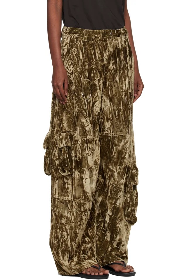 Collina Strada Khaki Velvet Lawn Cargo Pant, photo 2 of 4 from SSENSE